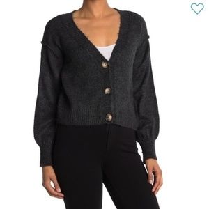 Topshop Cropped Button Cardigan Sweater Balloon Sleeves NWT